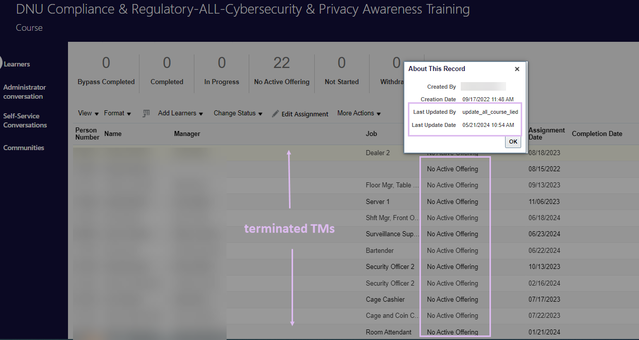 How to obtain report of all Learning records affected by 'Last Updated ...