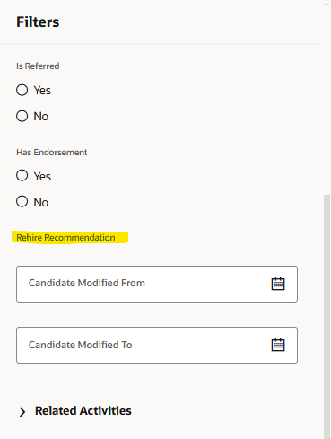 Redwood: Missing filters in Candidate search list page — Cloud Customer ...