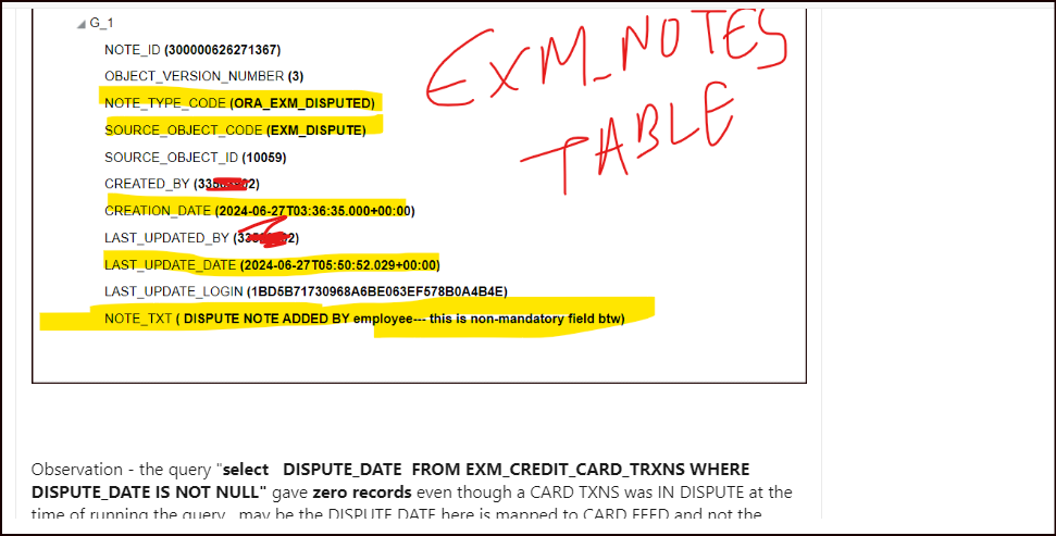 Exm File Example EXM DISPUTES - EXM_NOTES table - How to join it to other tables ...