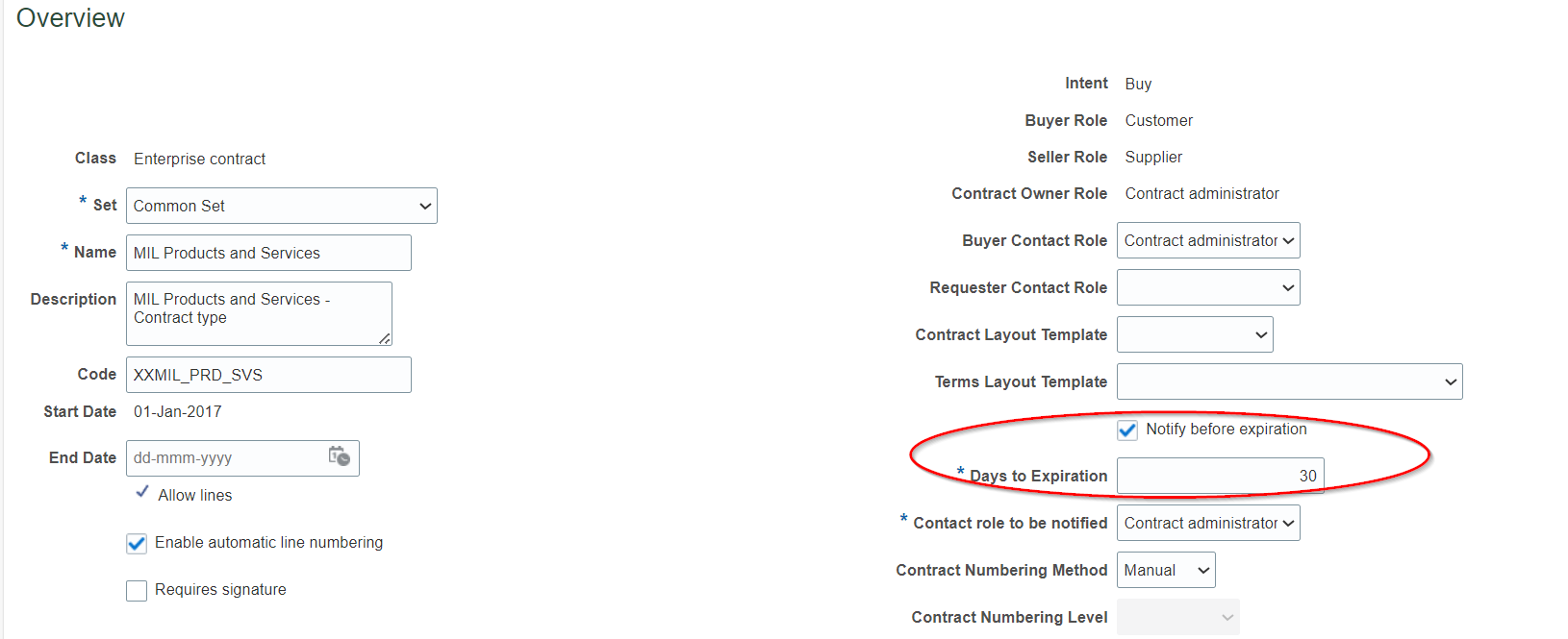 Contract expiry Notification for Procurement contracts — Cloud Customer