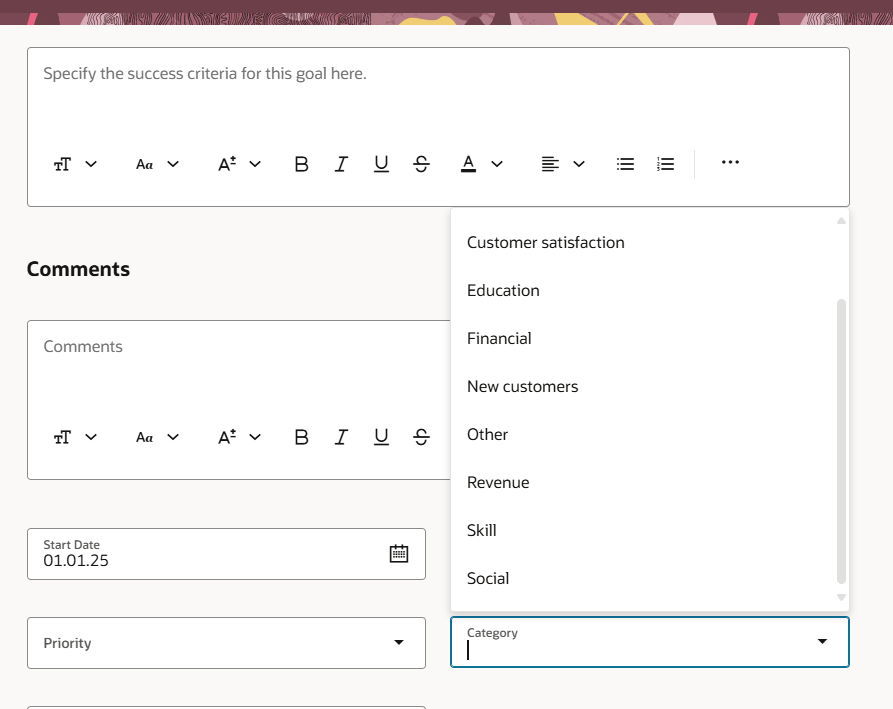 How to add items to the predefined drop-down list in the Goal page's ...