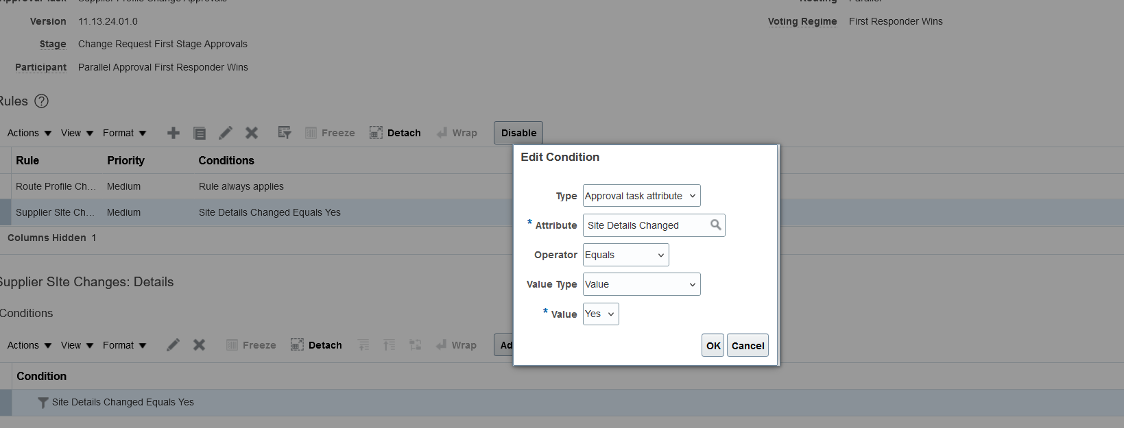 Supplier approvals based on "Site Details Changed" — Cloud Customer Connect