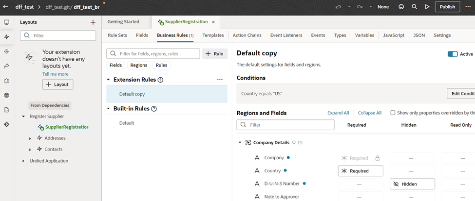 Not able to see any options in Visual Builder Studio to enable DFF's ...