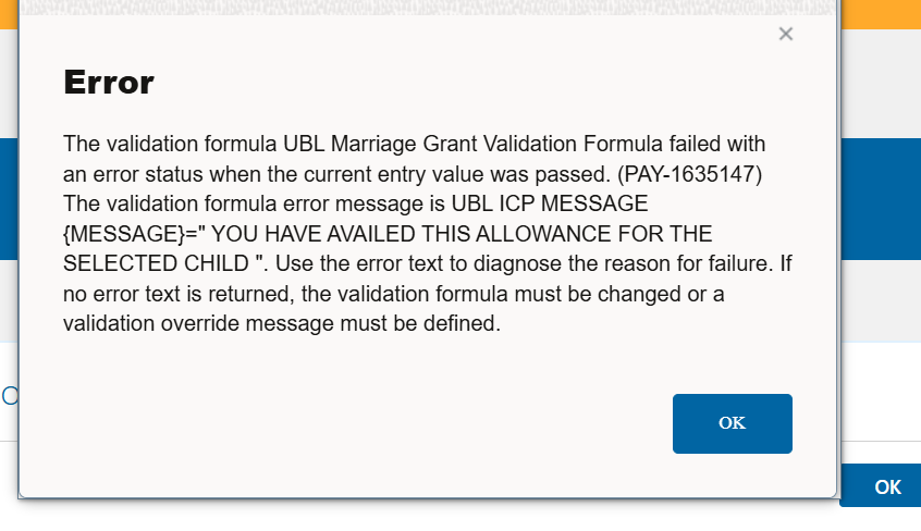 How to customize the error message of a validation in a fast formula ...