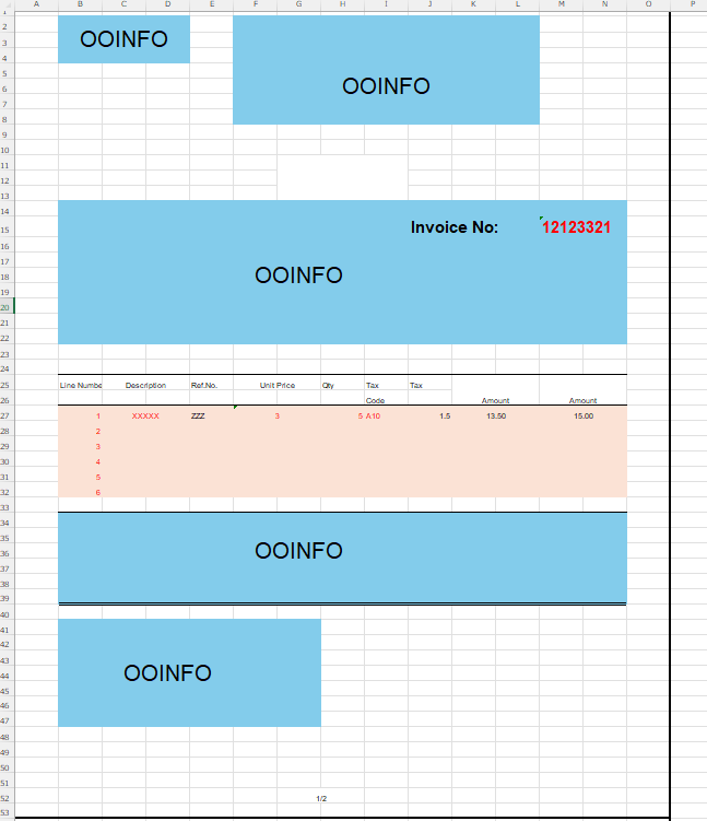 How to split the selected areas of the BIP Excel sheet into different ...