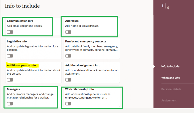 How to make some sections mandatory in the 'Info to include' page flow ...
