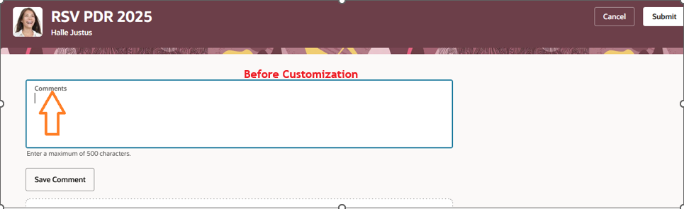 How to rename the from Comment label name to Custom label name in ...