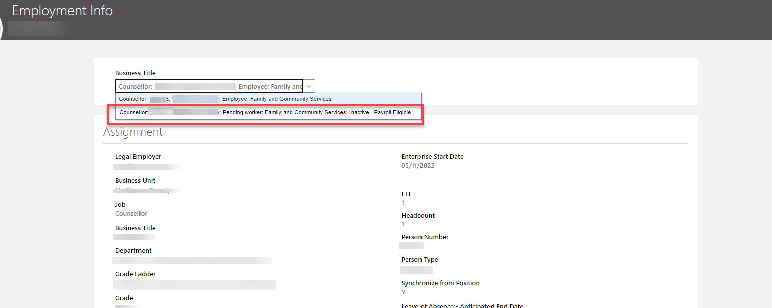 Hide Pending Worker details from Business Title in Employment Info ...