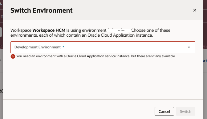 VBS - Switch Environment Not Working — Cloud Customer Connect