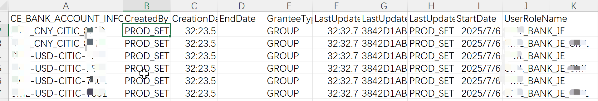 Bulk update bank account security with role by using import from CSV ...