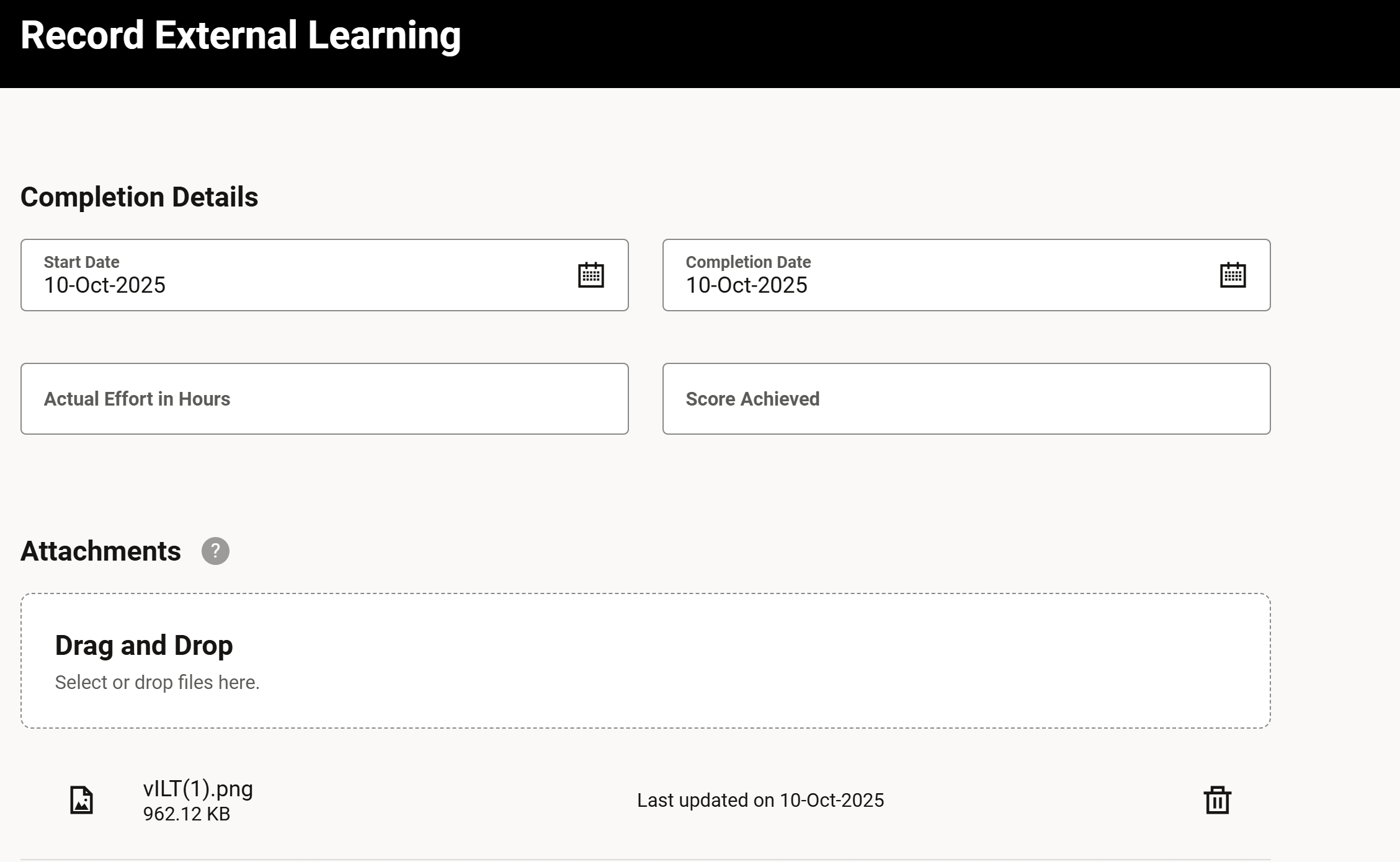where manager can find certificate attached by learner for external ...