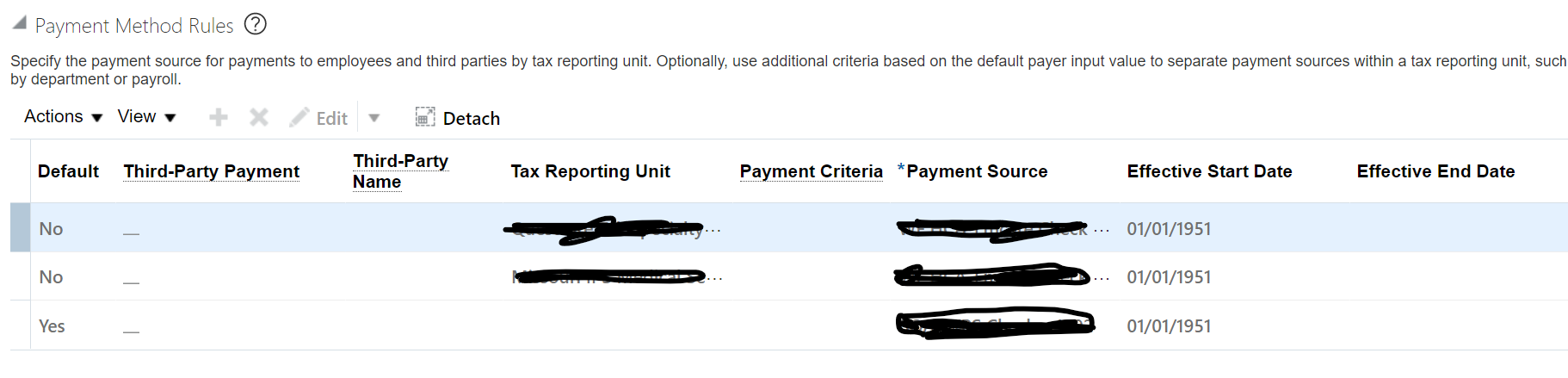 HDL load for payment method rule — Cloud Customer Connect