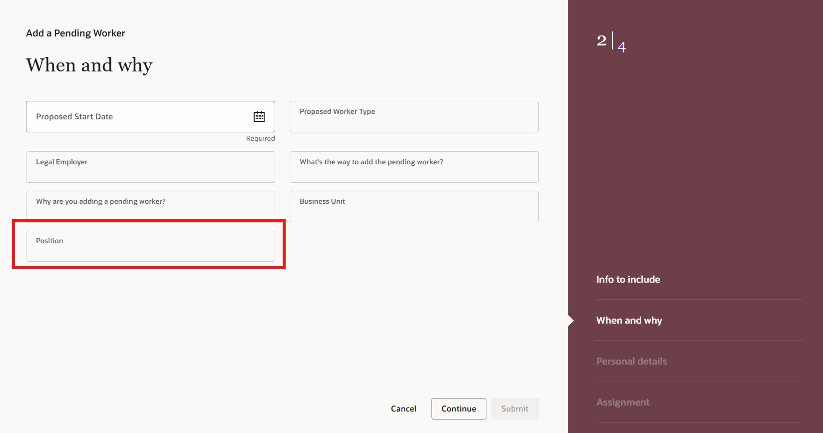 Removing position from when and why redwood Add pending worker page ...