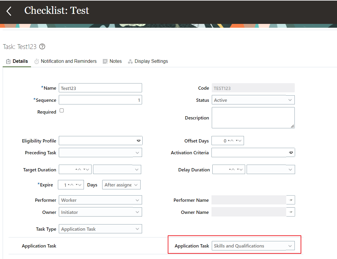 Her Task Names Backend Table which stores Application Task name from Checklist Tasks ...