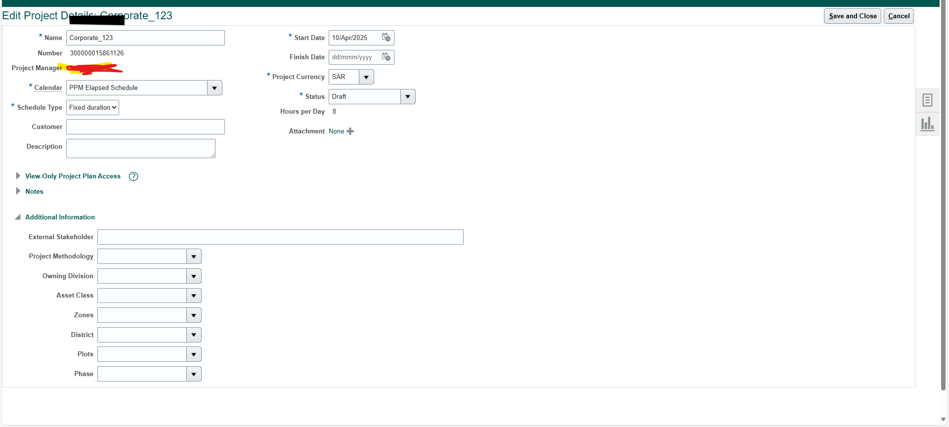Project status button not visible in PEM — Cloud Customer Connect