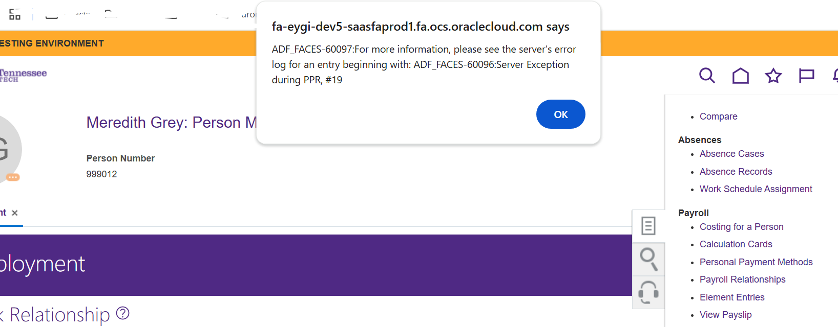 Absence Records Missing Sections — Cloud Customer Connect