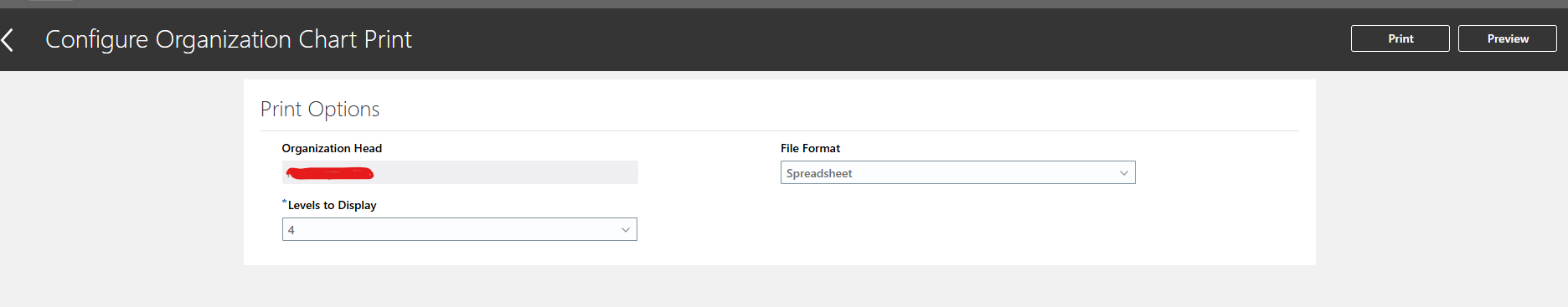 Organization Chart printing — Cloud Customer Connect