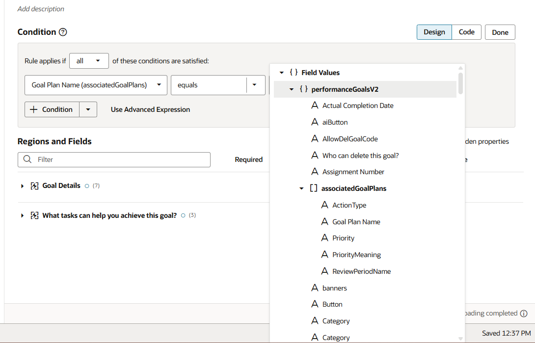 Unable to publish Goal plan condition in Visual builder — Cloud ...