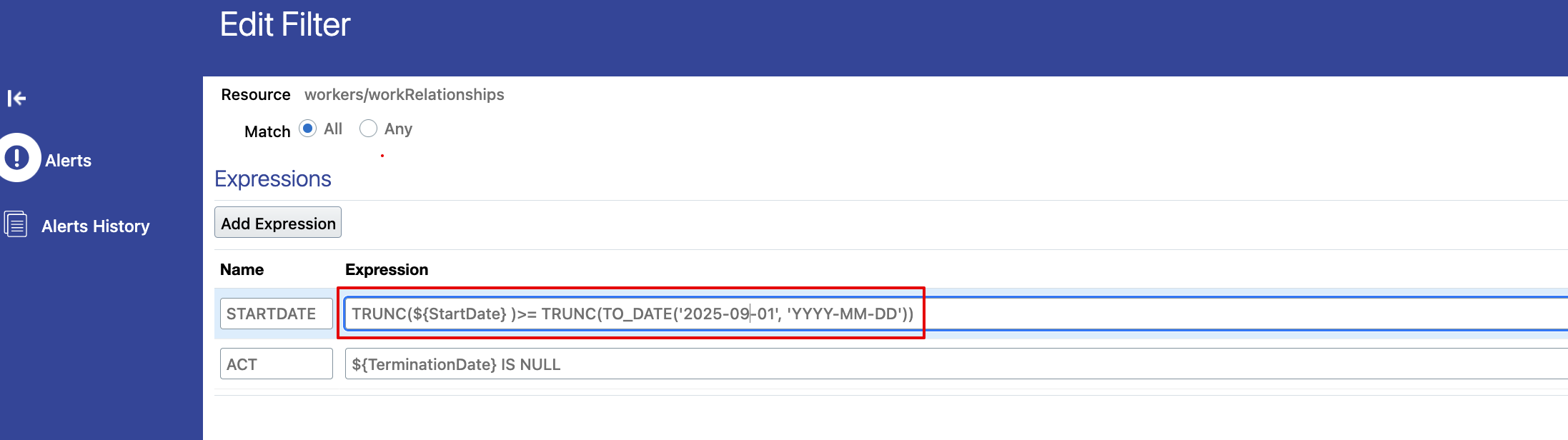 How to create Alert Composer filter with a fixed date? — Cloud Customer ...