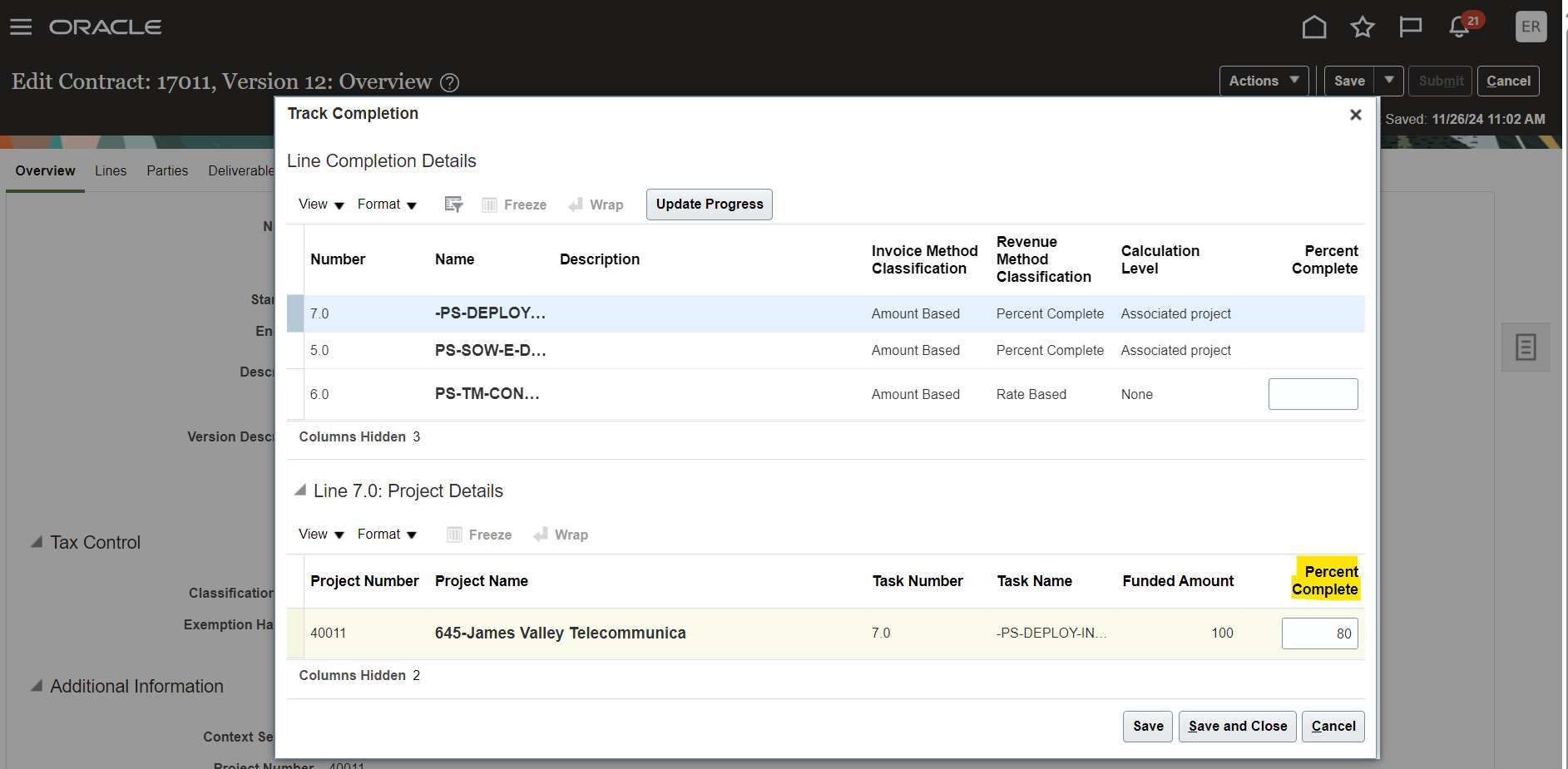 rest api to update contract percent complete in contract management ...