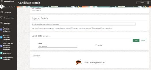 Candidate Label field list of values — Cloud Customer Connect