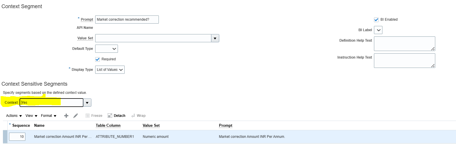 Is context sensitive segment does not work in 25A? — Cloud Customer Connect