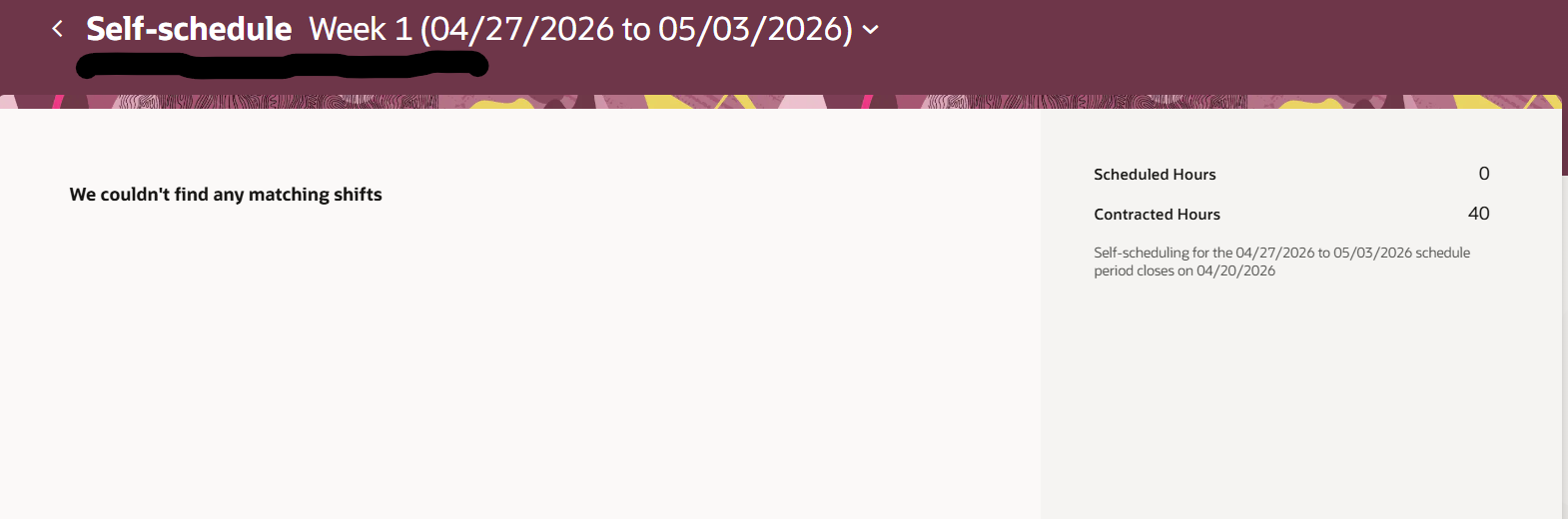 Self scheduling page not showing shifts — Cloud Customer Connect
