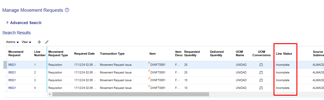 Why is a Movement Request automatically generated as incomplete ...
