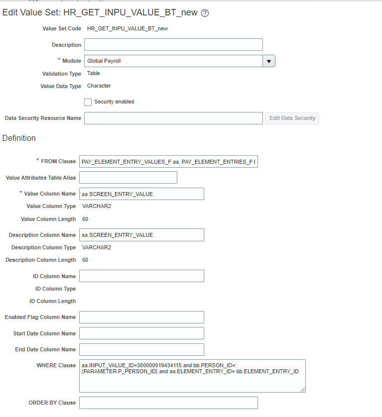 Error At ELEMENT INPUT VALIDATION FAST FORMULA — Cloud Customer Connect