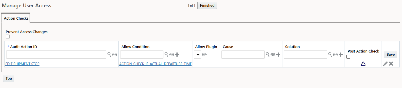 Action check on shipment stop is not working — Cloud Customer Connect