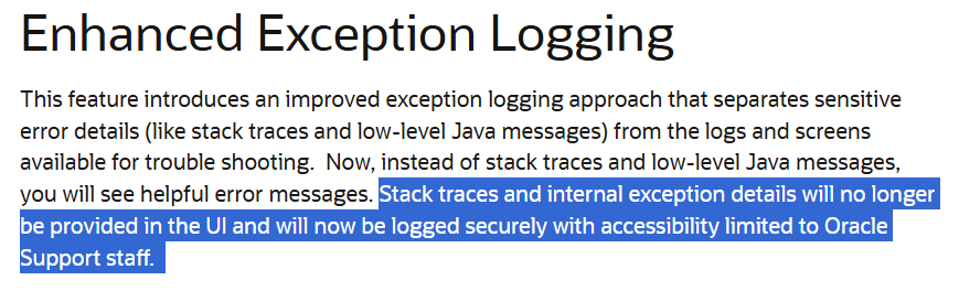 26A Enhanced Exception Logging – Loss of Error Visibility and ...