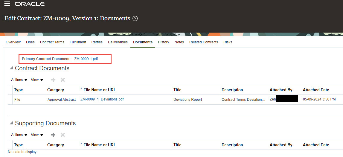 Signed Contract Document option is not visible in Documents tab — Cloud ...