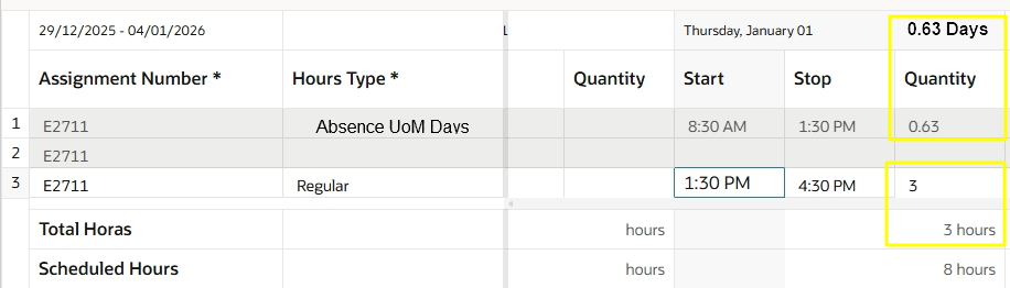 Absence UoM Days integration with Time and Labor — Cloud Customer Connect