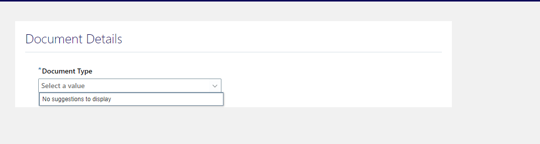 List of values are not displaying in the document type dropdown for ...