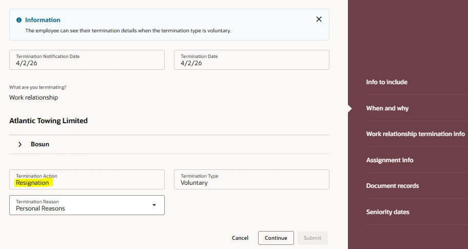 How to limit List of Value in Redwood based on Action Code for ...