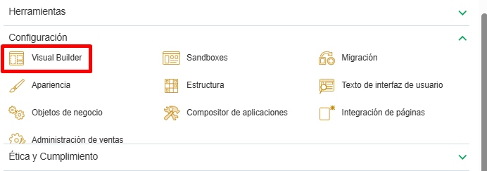 Role to visualize Visual Builder — Cloud Customer Connect