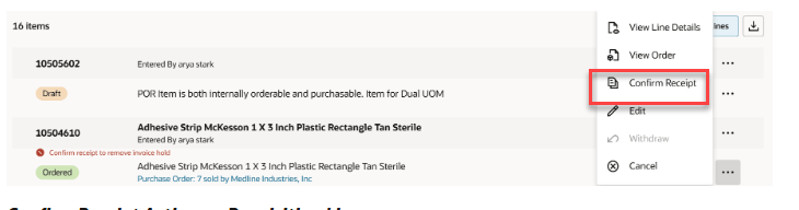 Redwood SSP Missing Confirm Receipt Action — Cloud Customer Connect