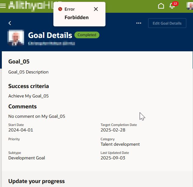 I am Unable to copy and save the progress for a goal — Cloud Customer ...