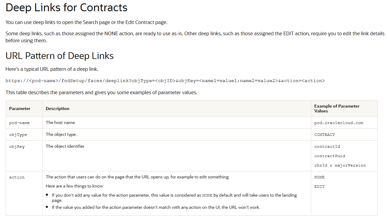 Deep link to open the contract version — Cloud Customer Connect