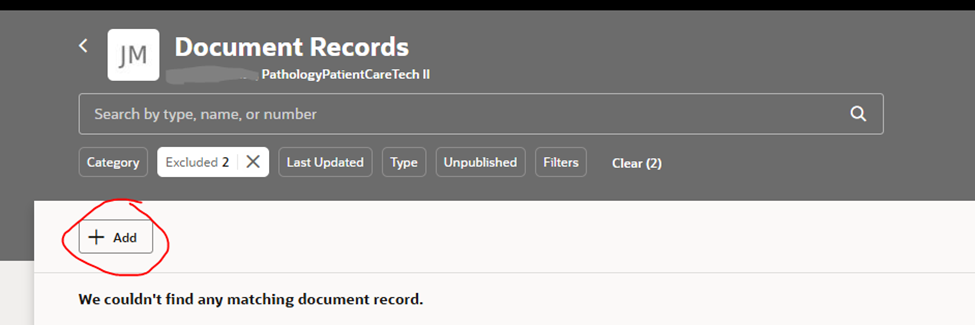 Document of Record +add button unresponsive — Cloud Customer Connect