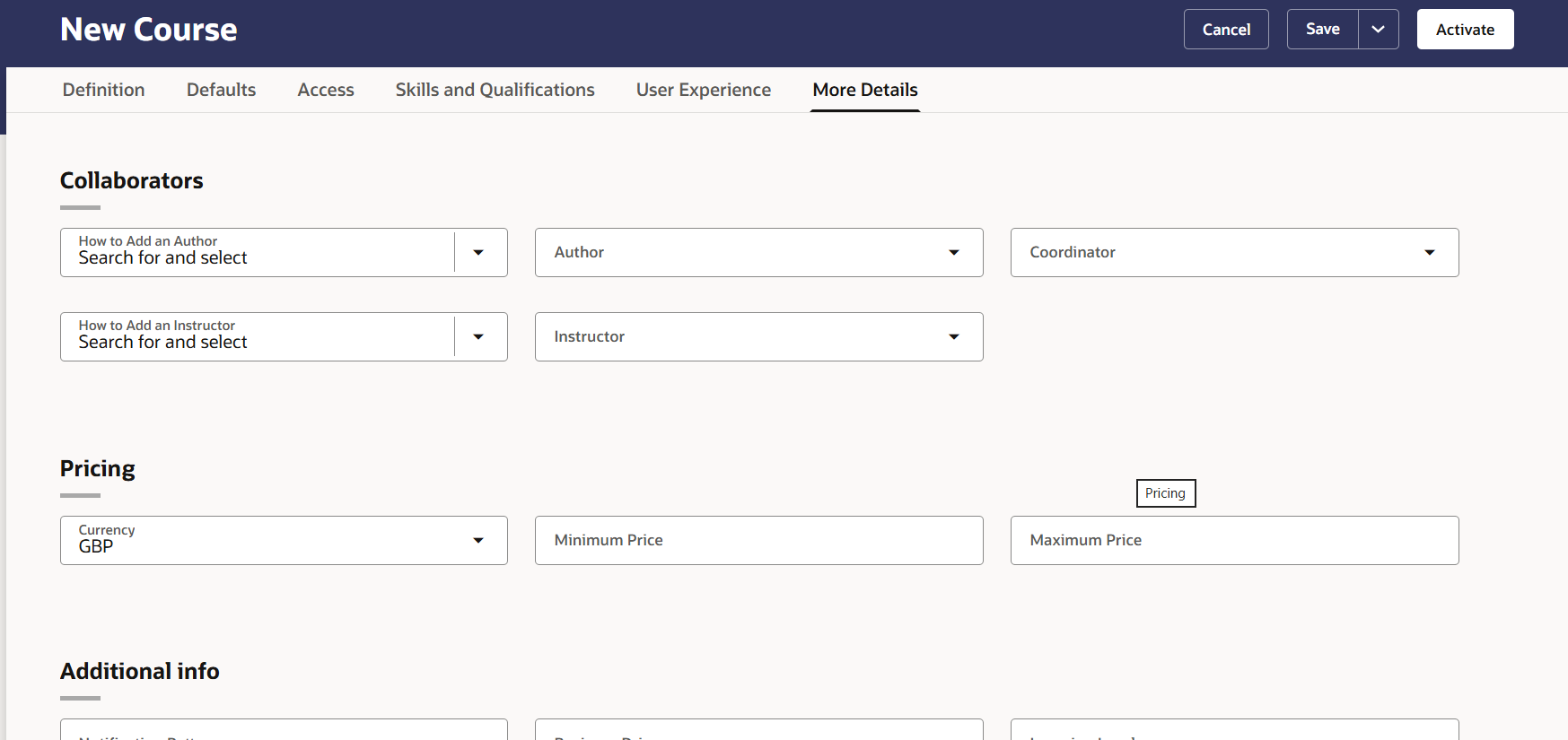 HDL for loading course Collaborators — Cloud Customer Connect