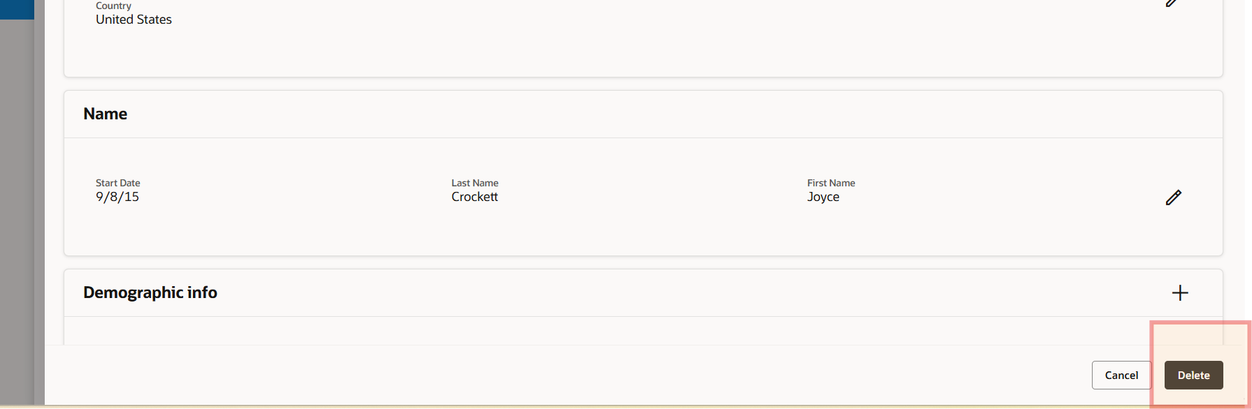 How to edit 'delete' button in benefits employee self service -before ...