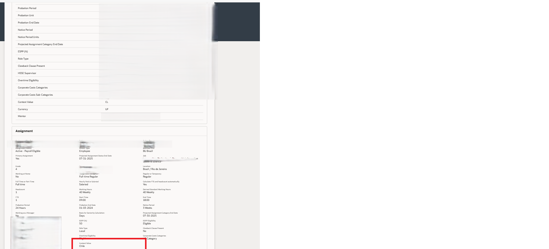View Employment info Page : Unable to enable the Context value through ...