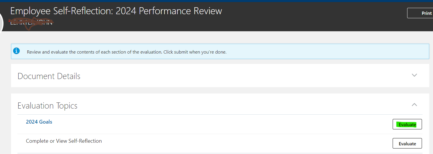 Evaluate button for Manager and View Button for Worker for Performance ...