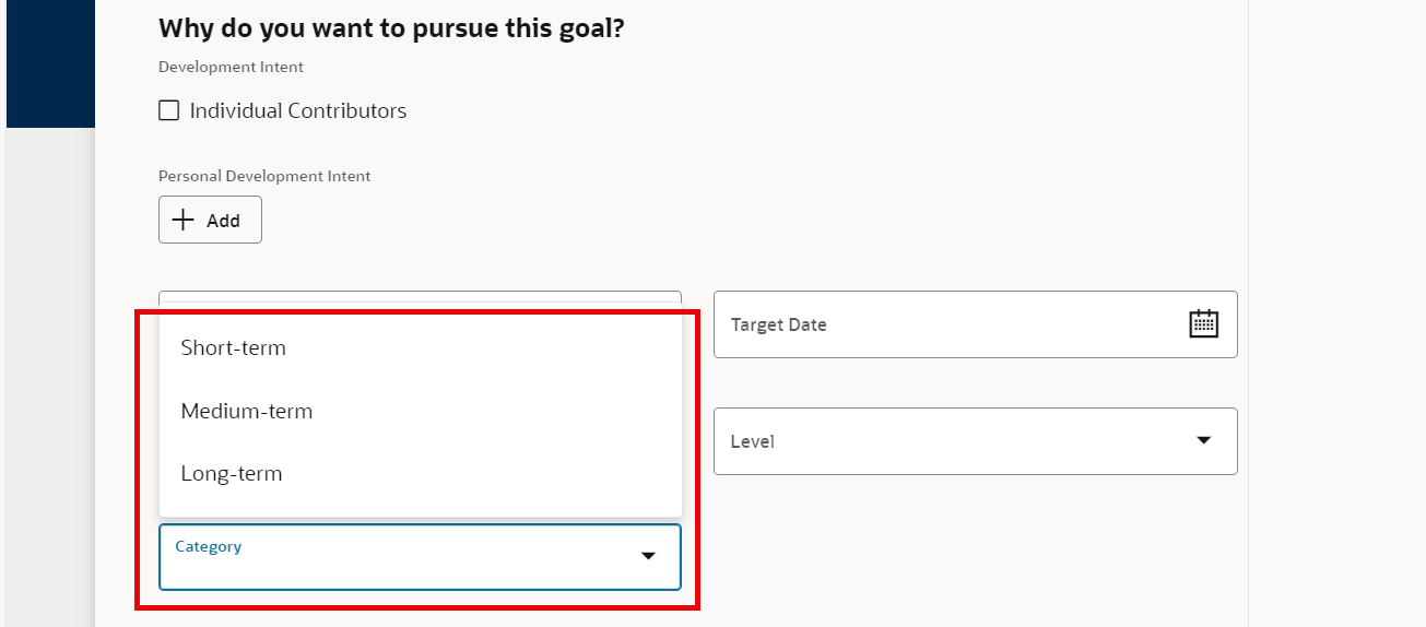 how to add a new category for development goals in redwood — Cloud ...