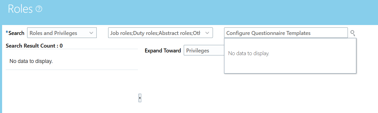 Unable to search Configure Questionnaire Templates — Cloud Customer Connect