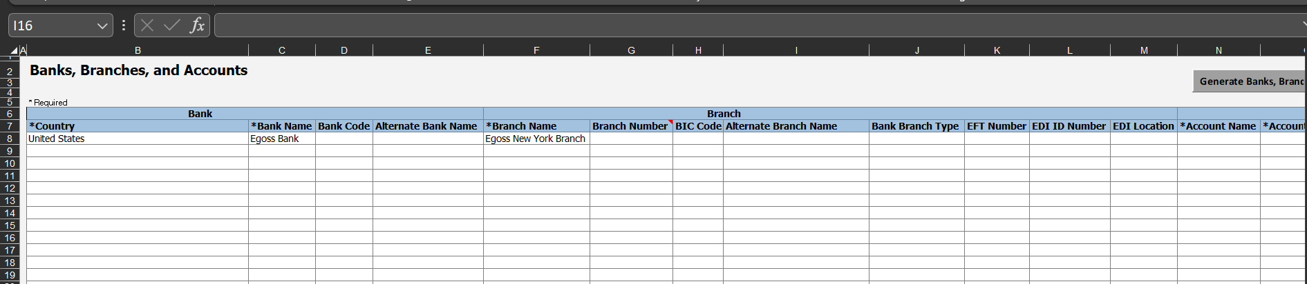 what is EDI location in Banks, Branches and Accounts FBDI Template ...