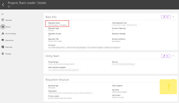 Requisition Structure Section - unable to edit, Job Requisition in Non ...