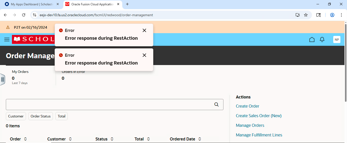 Error response during RestAction while opening a sales order new ...