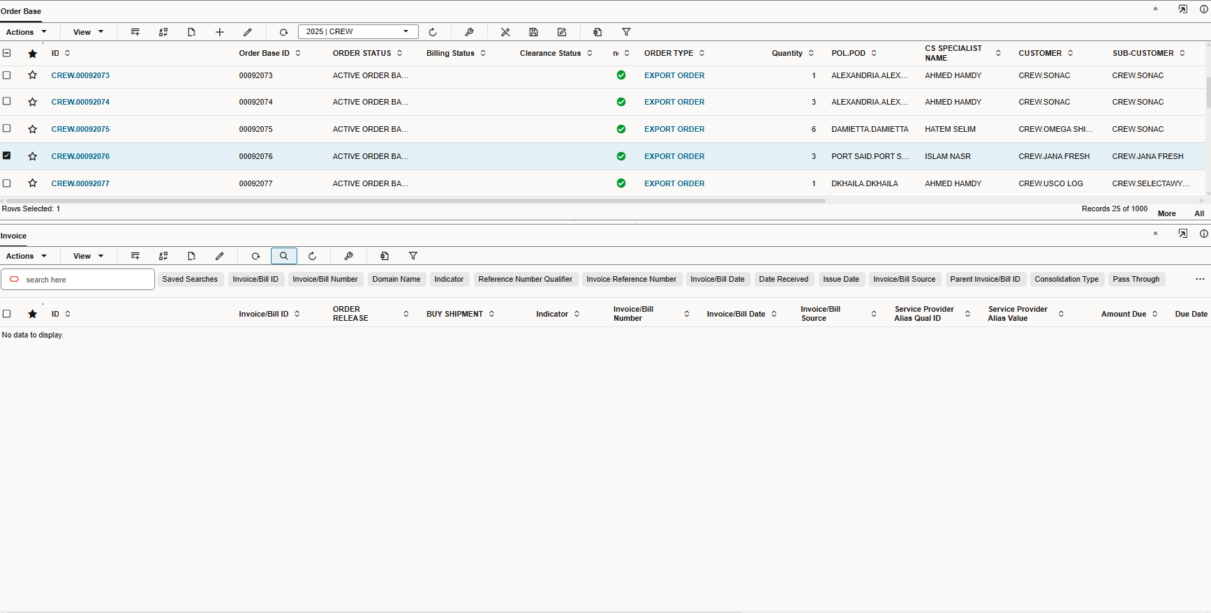 Order base invoice workbench — Cloud Customer Connect